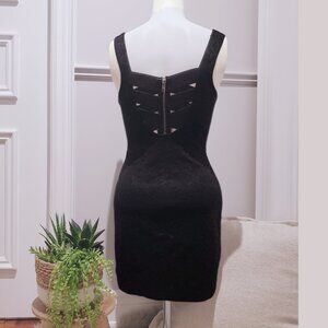 Material Girl- Black Strappy Bandaid Criss-Cross Lace Dress